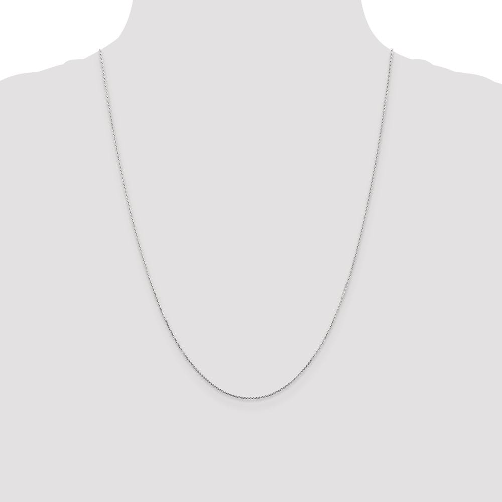 10K White Gold .8mm D.C. Round Open Link Cable Chain Size 24