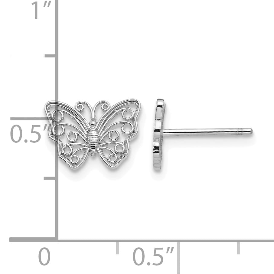 10k White Gold Butterfly Post Earrings