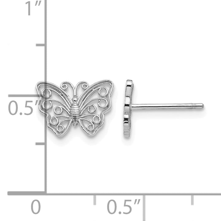 10k White Gold Butterfly Post Earrings