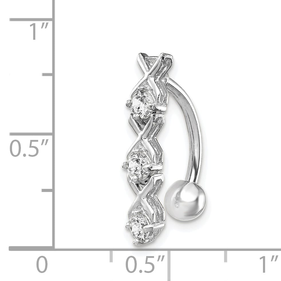 10k White Gold CZ Xoxo Belly Dangle