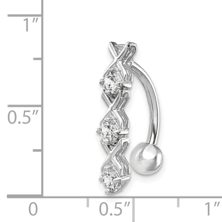10k White Gold CZ Xoxo Belly Dangle