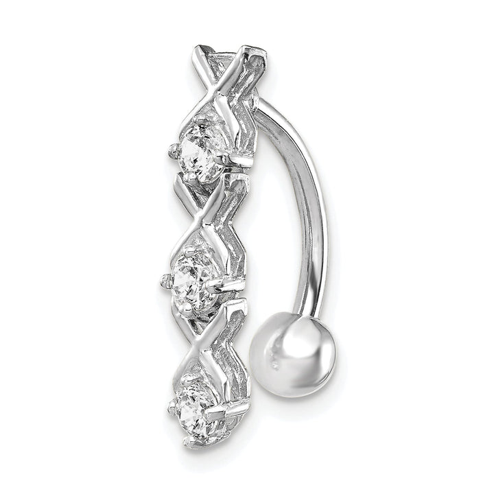 10k White Gold CZ Xoxo Belly Dangle