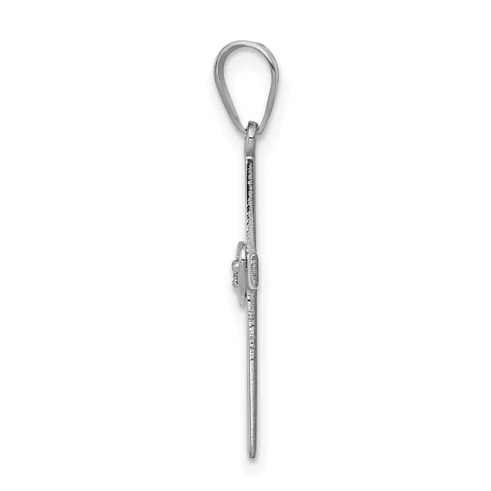 10K White Gold Extra Large .01 ct Cross with Heart Center Pendant, view 2 of 4