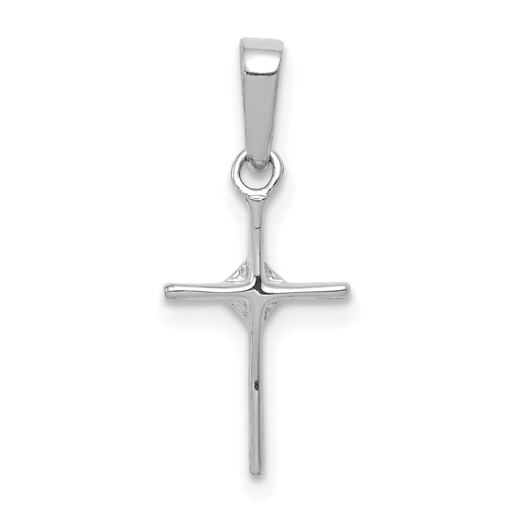 10K White Gold Extra Large .01 ct Diamond Cross Pendant