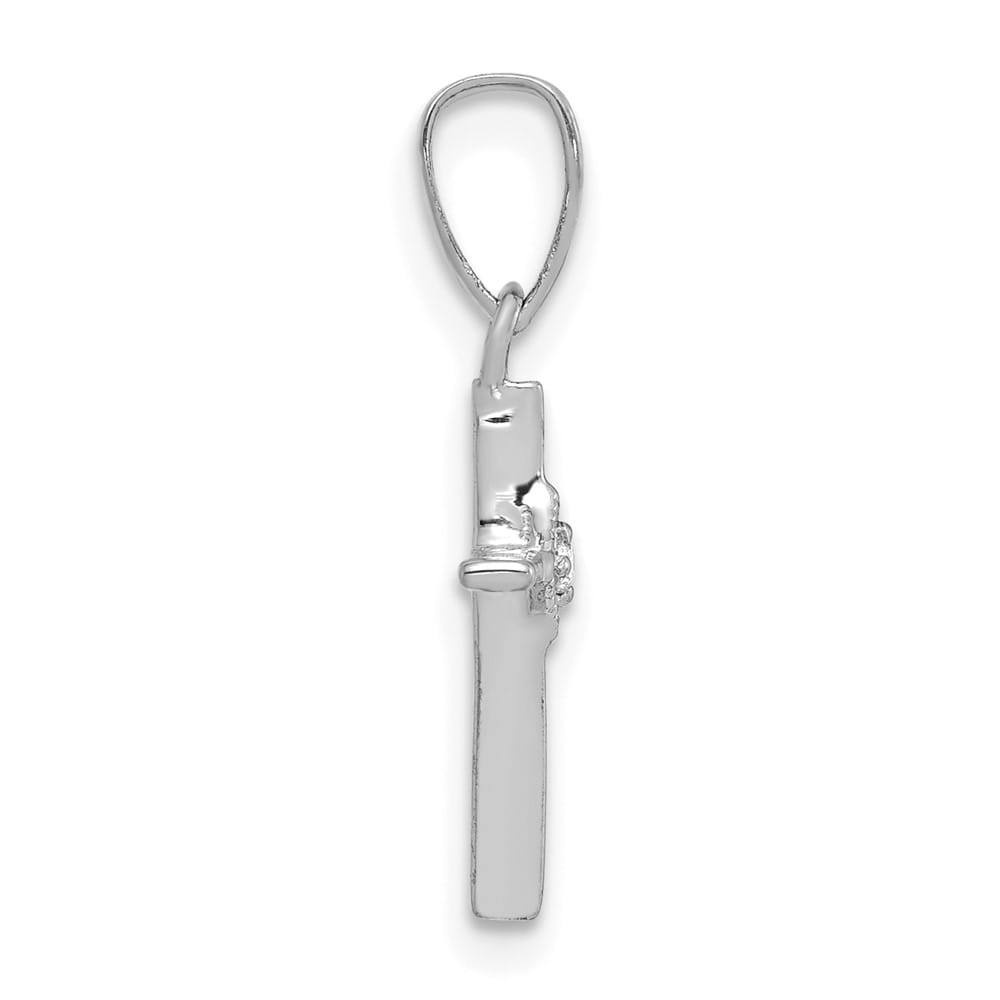 10K White Gold Extra Large .01 ct Diamond Cross Pendant