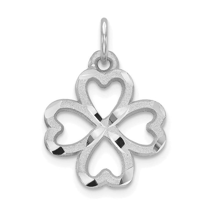 10K White Gold Extra Large 4-Leaf Clover Pendant