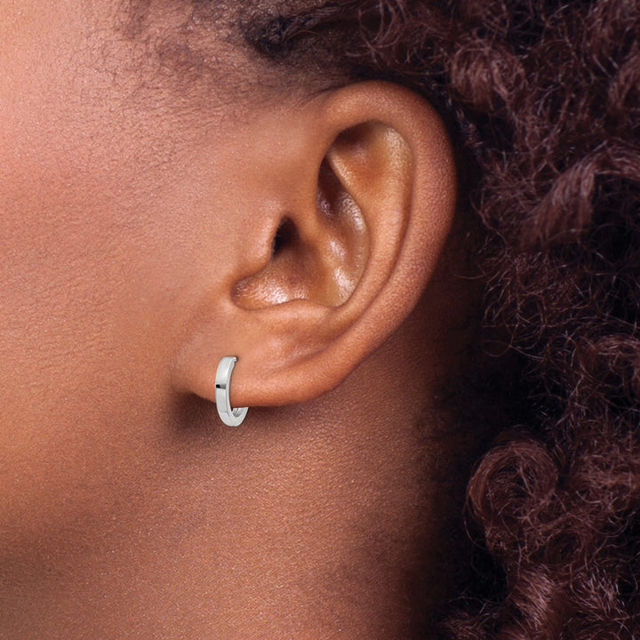 10k White Gold Hinged Hoop Earrings