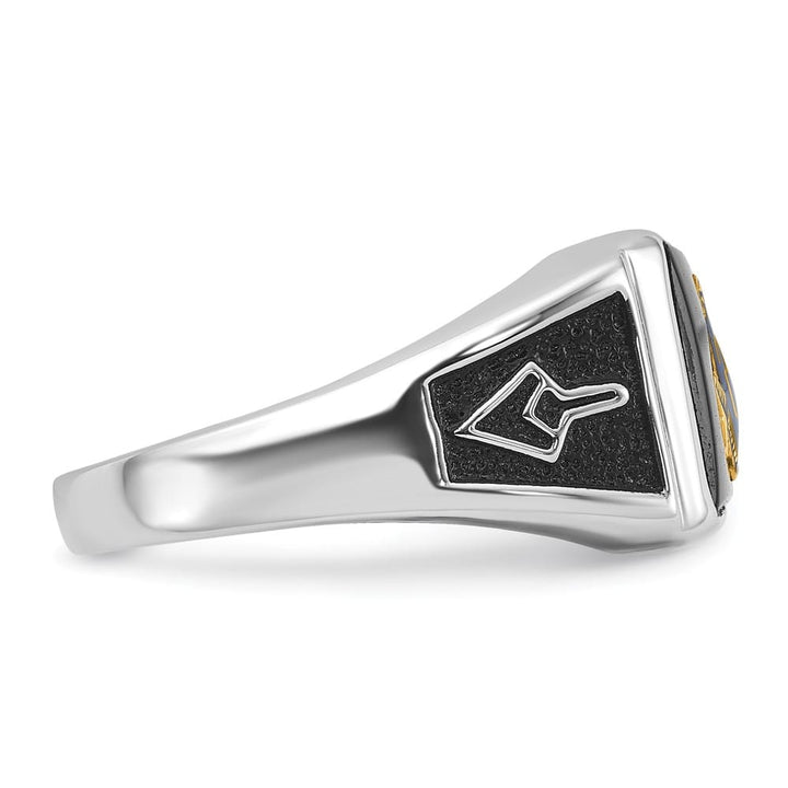 10k White Gold IB Goodman with Black Enamel and Onyx Masonic Ring