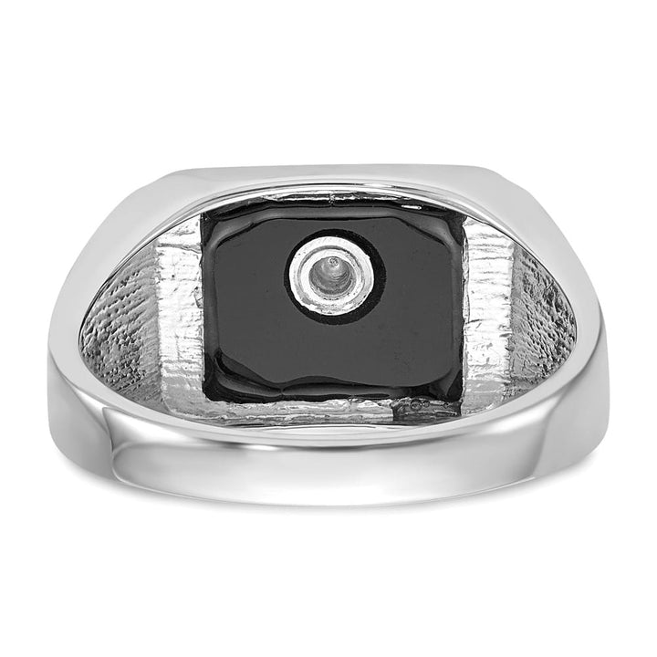10k White Gold IB Goodman with Black Enamel and Onyx Masonic Ring