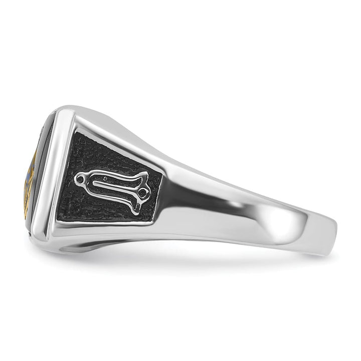 10k White Gold IB Goodman with Black Enamel and Onyx Masonic Ring