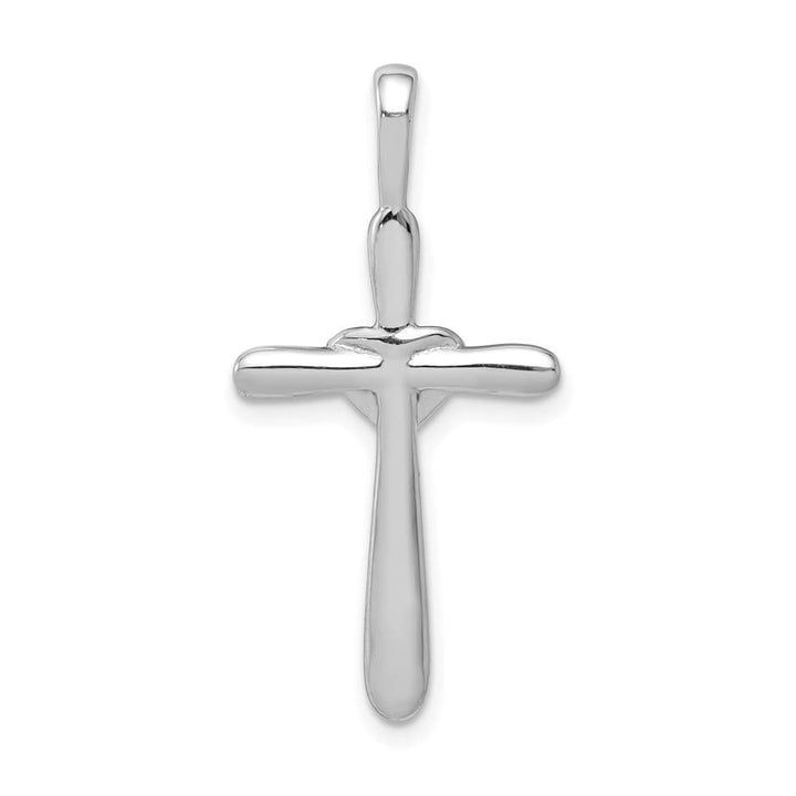 10K White Gold Large 1/10 ct Diamond Cross with Heart Center Pendant