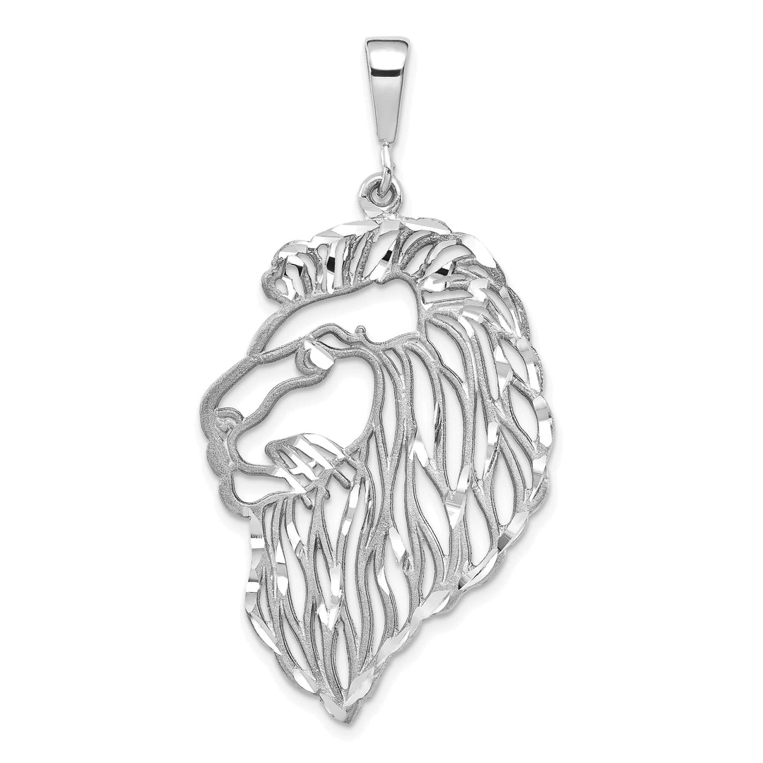 10K White Gold Large Cut-out Solid D.C. Lions Head Charm