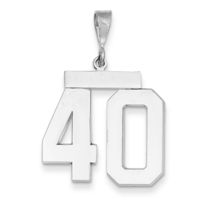 10K White Gold Large Polished Number 40 Charm