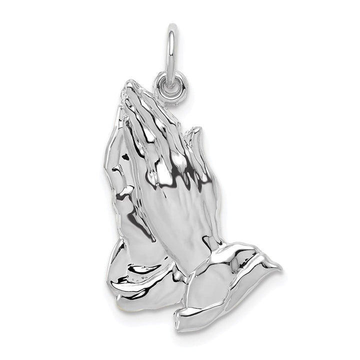 10K White Gold Large Polished Praying Hands Pendant