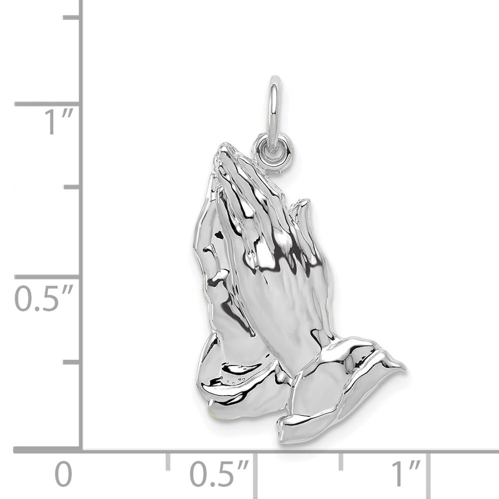 10K White Gold Large Polished Praying Hands Pendant