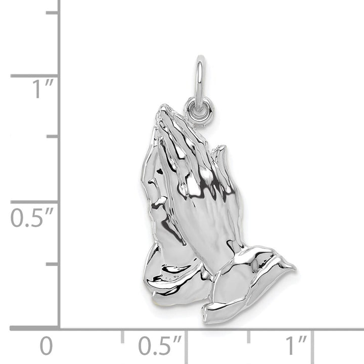 10K White Gold Large Polished Praying Hands Pendant