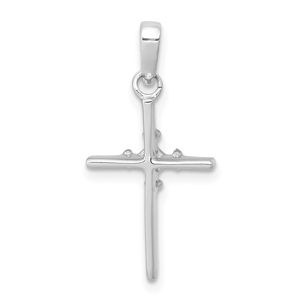 10K White Gold Medium .01 ct Diamond Polished Slim Cross Pendant