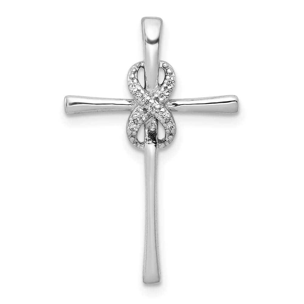 10K White Gold Medium .03 ct Diamond Infinity Cross Chain Slide