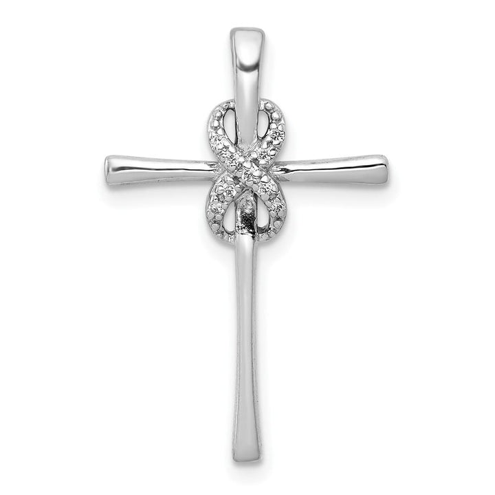 10K White Gold Medium .03 ct Diamond Infinity Cross Chain Slide