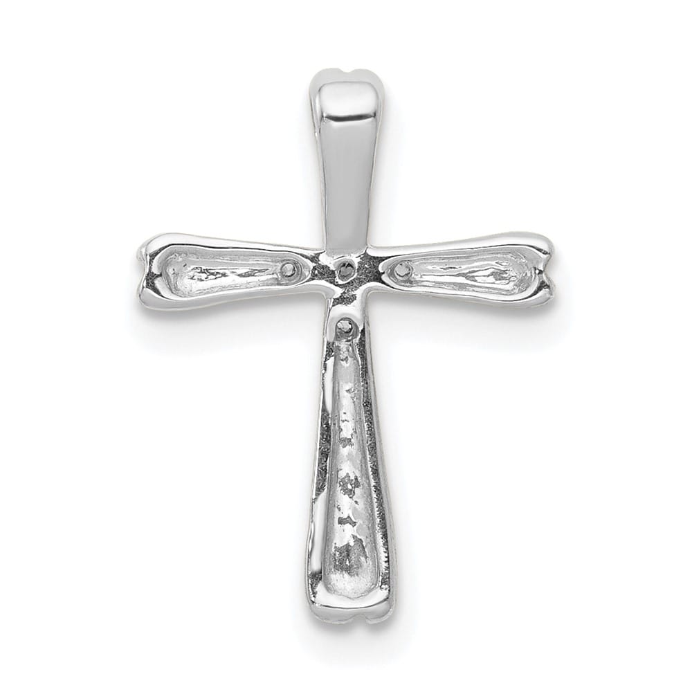10K White Gold Medium 1/20 ct 5-Stone Diamond Cross Chain Slide