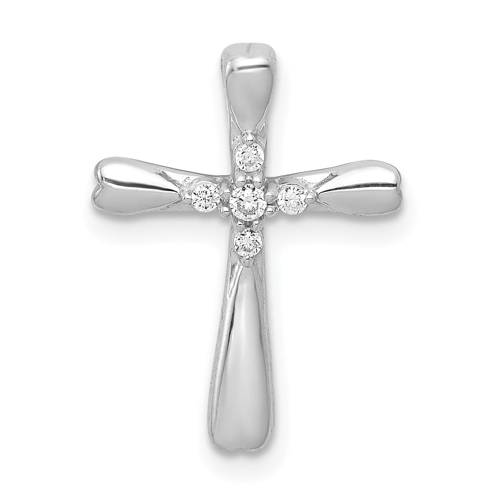 10K White Gold Medium 1/20 ct 5-Stone Diamond Cross Chain Slide