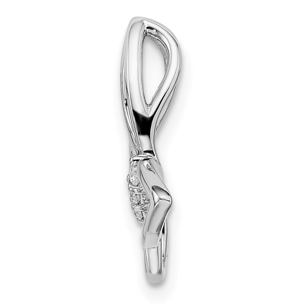 10K White Gold Medium 1/20 ct Diamond Polished Butterfly Chain Slide