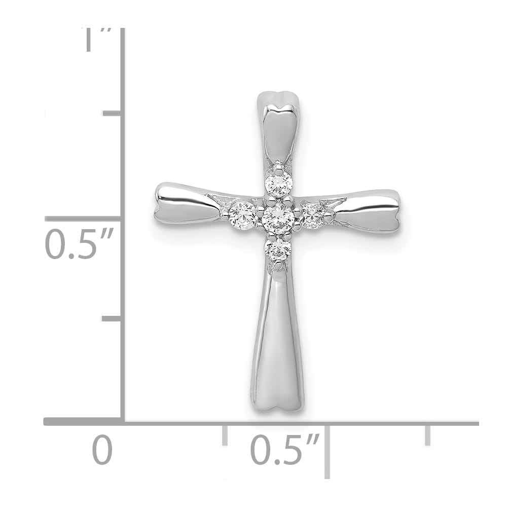 10K White Gold Medium 1/6 ct 5-Stone Diamond Cross Chain Slide