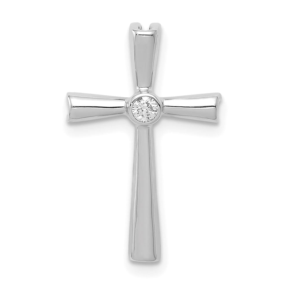 10K White Gold Medium I1 Clarity 1/20 ct Diamond Cross Chain Slide