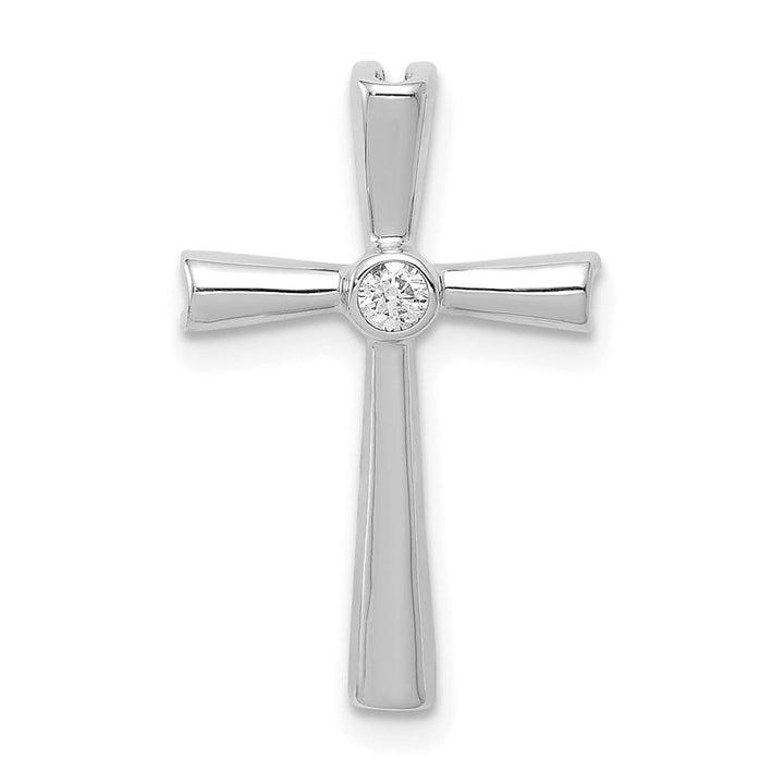 10K White Gold Medium I1 Clarity 1/20 ct Diamond Cross Chain Slide