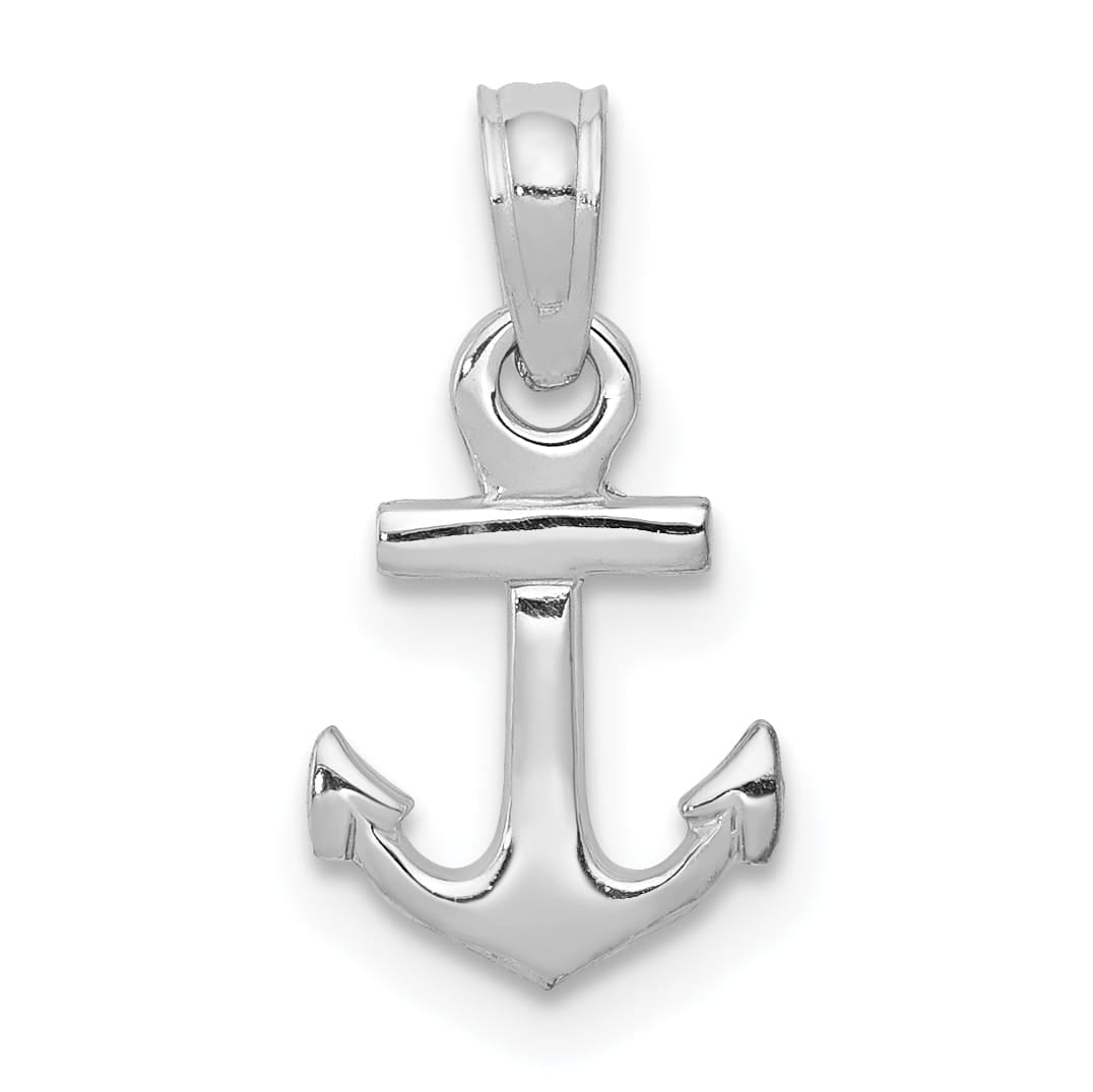 10K White Gold Mini Anchor Pendant