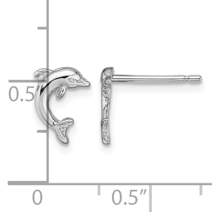 10k White Gold Mini Jumping Dolphin Post Earrings
