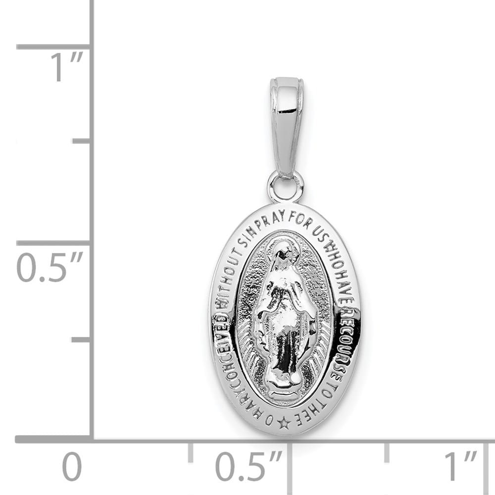 10K White Gold Oval Miraculous 18 mm x 11 mm Medal