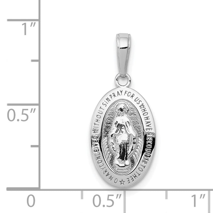 10K White Gold Oval Miraculous 18 mm x 11 mm Medal