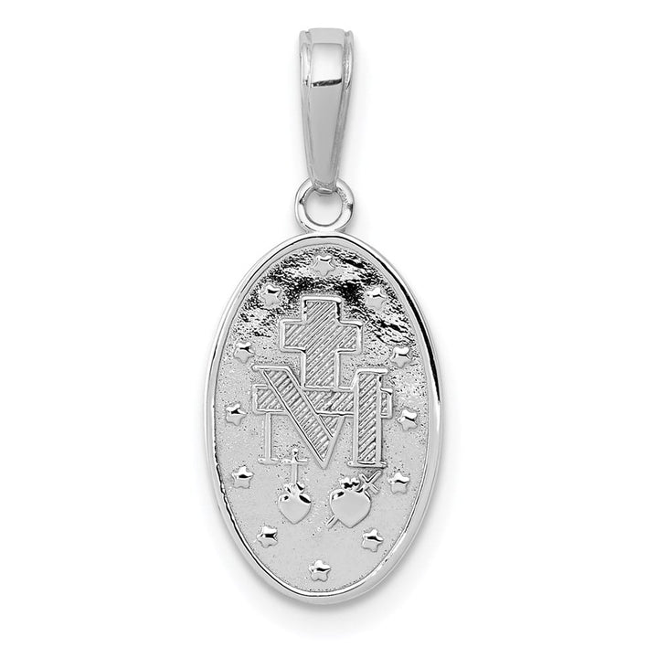 10K White Gold Oval Miraculous 18 mm x 11 mm Medal