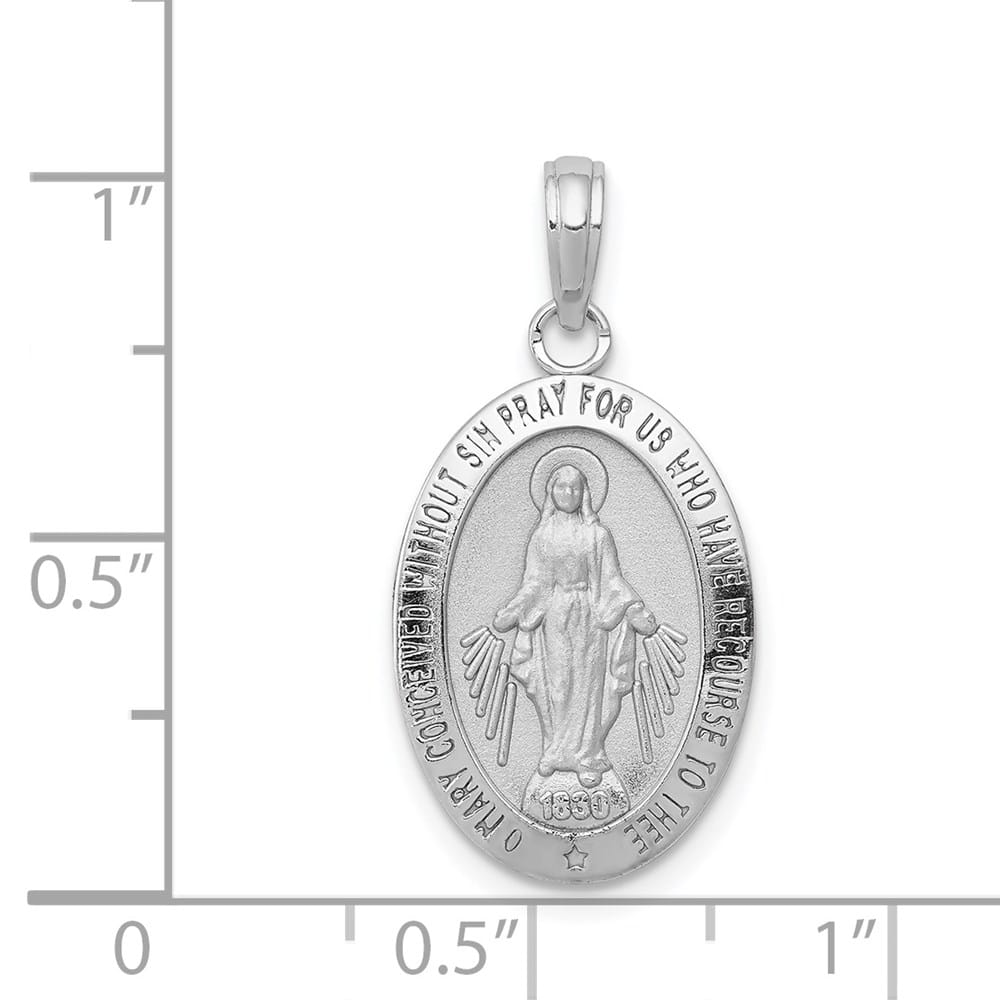 10K White Gold Oval Miraculous 19 mm x 12.5 mm Medal