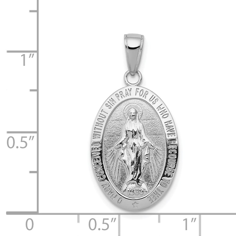 10K White Gold Oval Miraculous 21 mm x 14 mm Medal