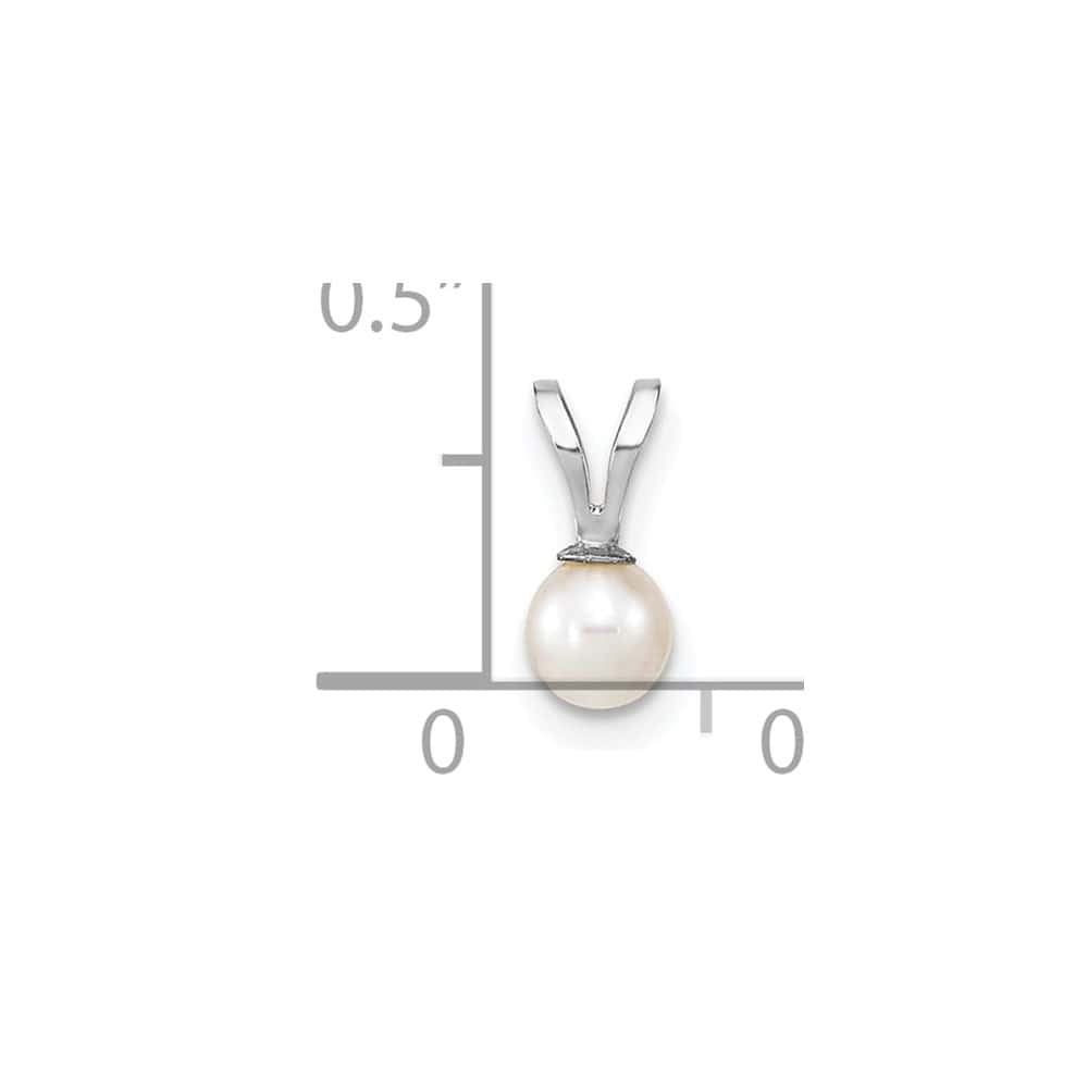 10K White Gold Petite White Round Freshwater Cultured Pearl Pendant