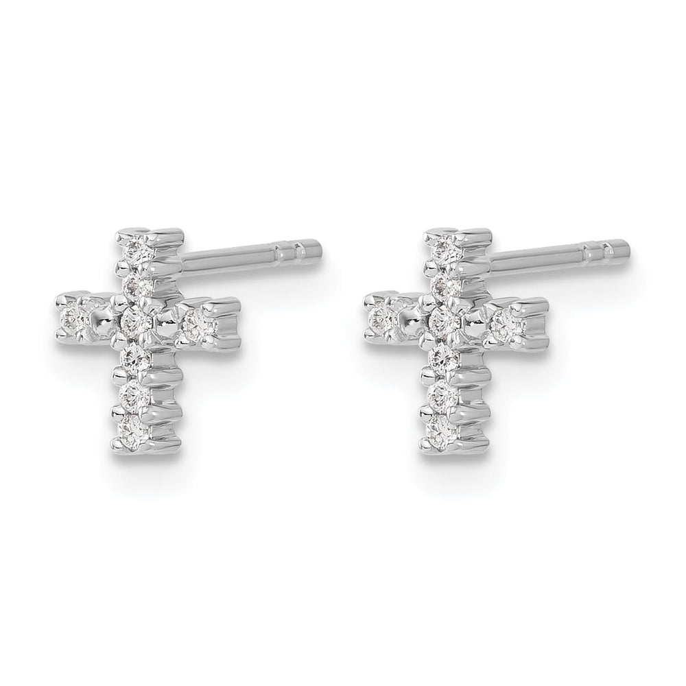 10k White Gold Polished 1/10 carat Diamond Cross Post Earrings