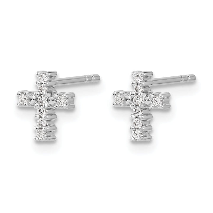 10k White Gold Polished 1/10 carat Diamond Cross Post Earrings