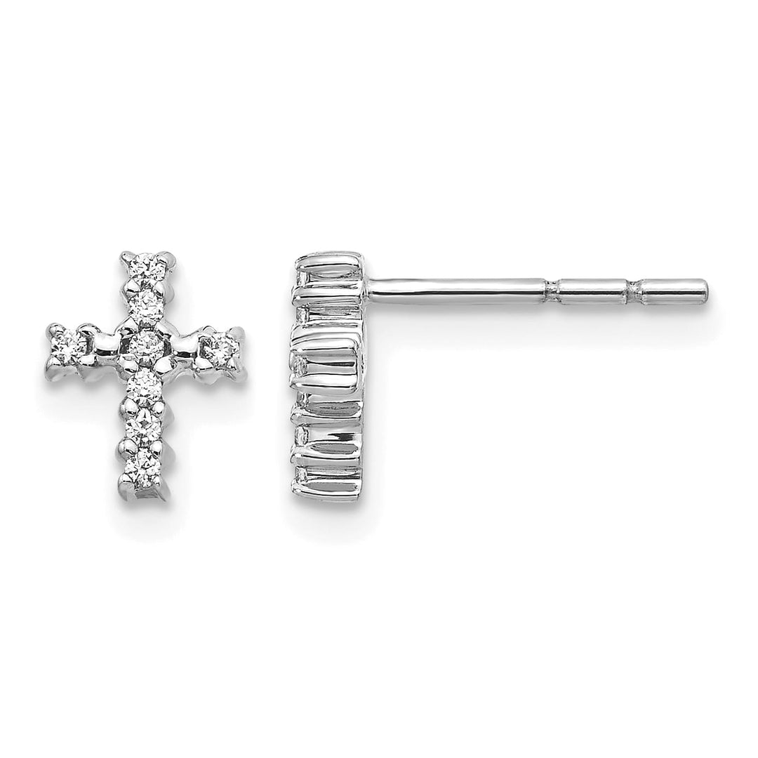 10k White Gold Polished 1/10 carat Diamond Cross Post Earrings