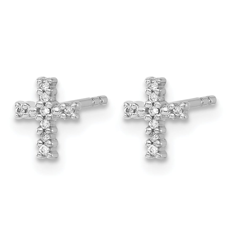 10k White Gold Polished 1/20 carat Diamond Cross Post Earrings