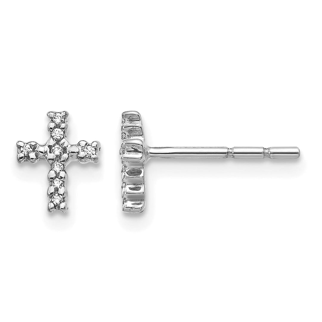 10k White Gold Polished 1/20 carat Diamond Cross Post Earrings