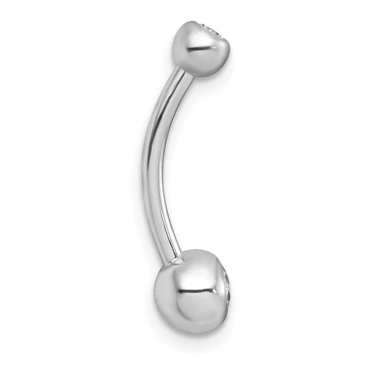 10k White Gold Polished 14 Gauge Bezel-set Round White CZ Navel Ring