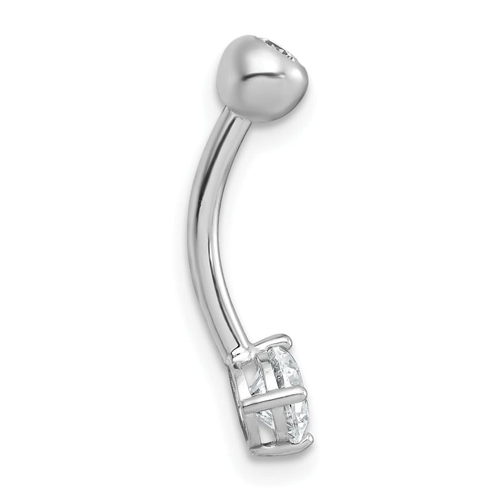 10k White Gold Polished 14 Gauge Round CZ Navel Ring