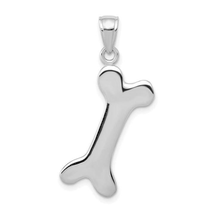 10K White Gold Polished 3-D Large Dog Bone Pendant