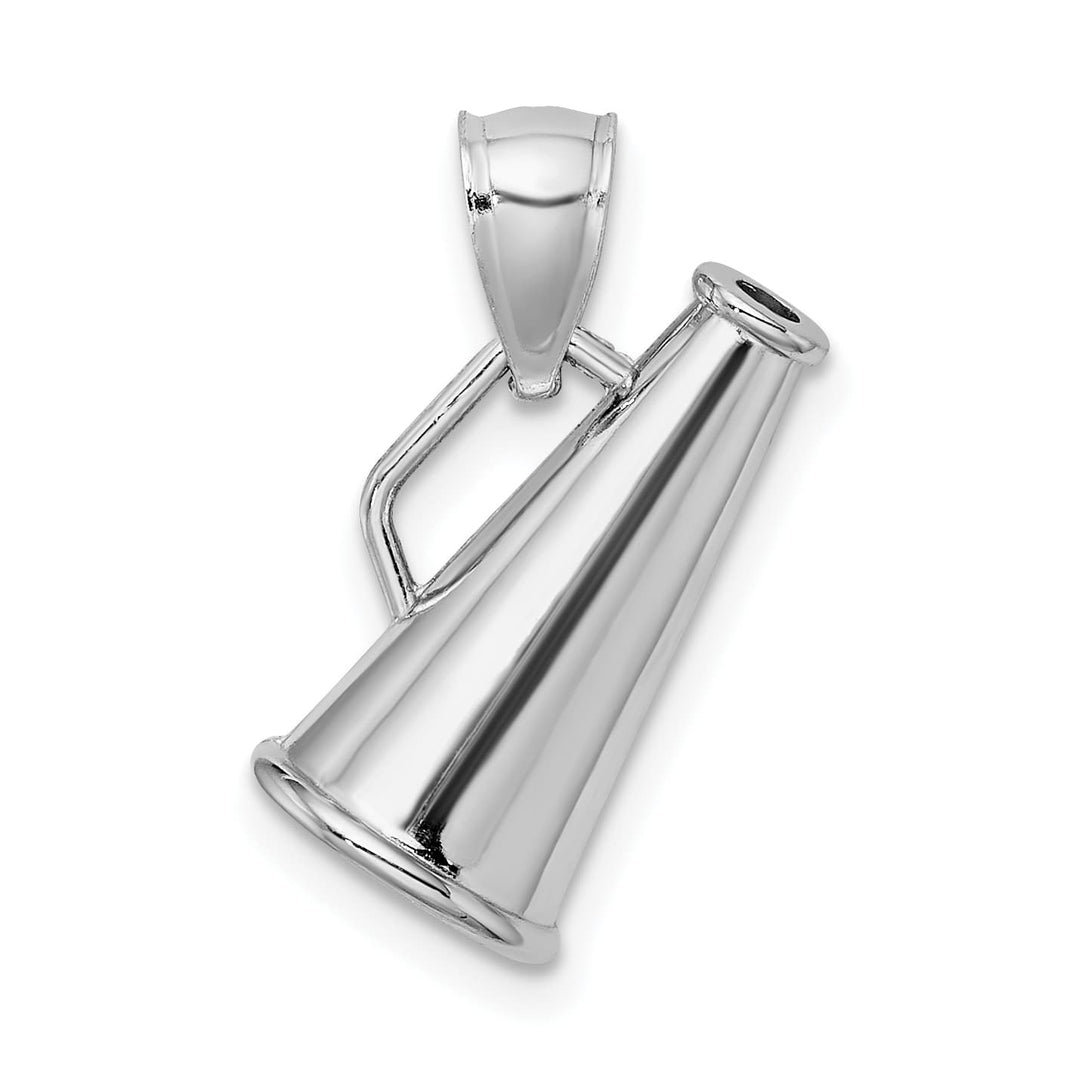 10K White Gold Polished 3-D Megaphone Pendant