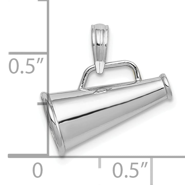 10K White Gold Polished 3-D Megaphone Pendant