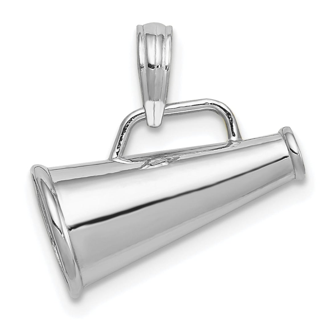 10K White Gold Polished 3-D Megaphone Pendant