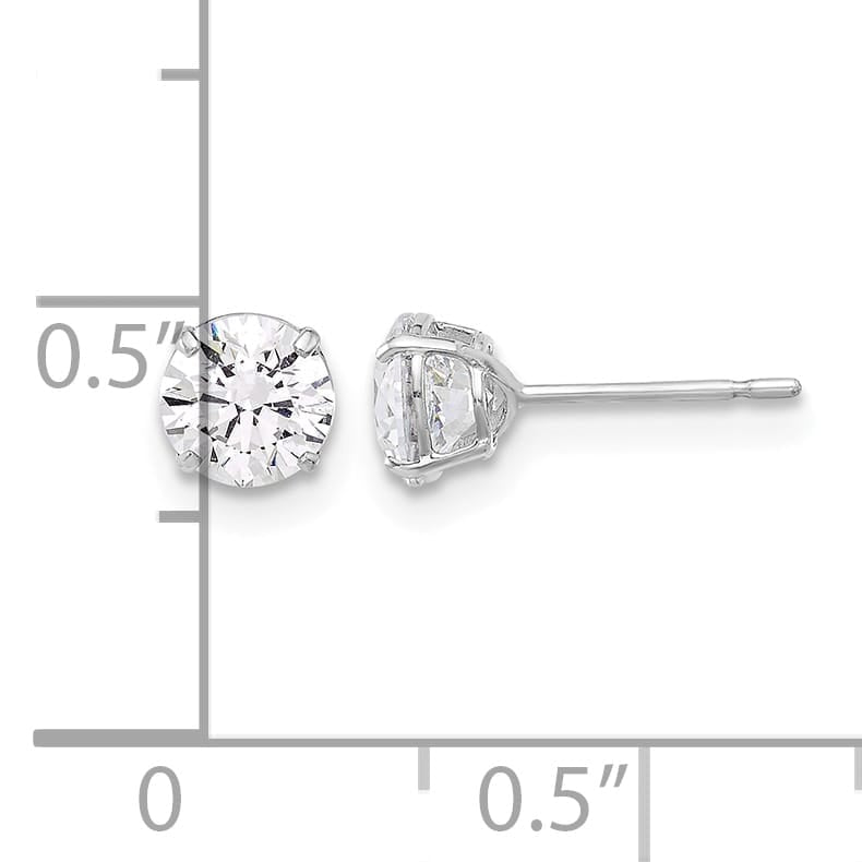 10k White Gold Polished 5mm Round CZ Stud Post Earrings