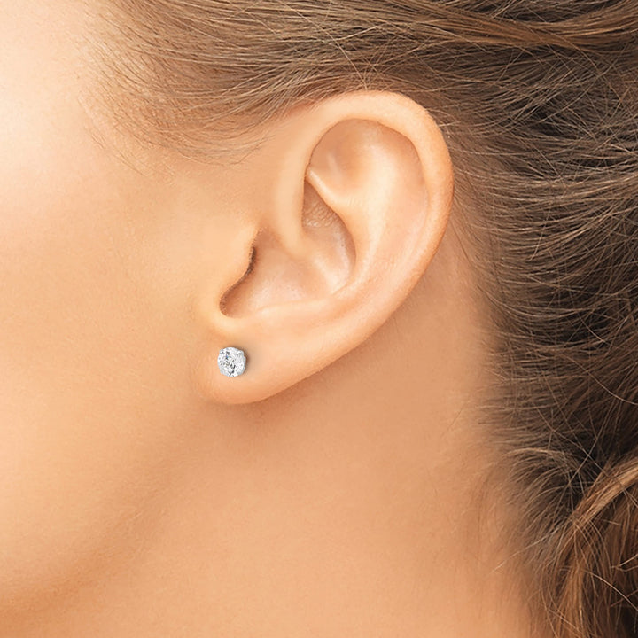10k White Gold Polished 5mm Round CZ Stud Post Earrings